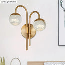 Modern gold finish crystal globe wall sconce living room light