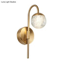 Modern gold finish crystal globe wall sconce living room light