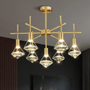 Modern gold finish crystal pendant light fixture kitchen island