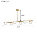 DecorBites™ Nordic Metal 6-Head Linear Island Light with Gold Finish and Clear Glass Globes
