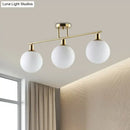 Modern gold finish milk glass linear chandelier dining room light
