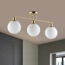 Modern gold finish milk glass linear chandelier dining room light