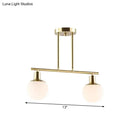 Modern gold finish milk glass linear chandelier dining room light