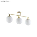 Modern gold finish milk glass linear chandelier dining room light