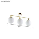Modern gold finish milk glass linear chandelier dining room light
