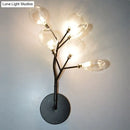 Modern gold firefly tree branch led wall light bedroom