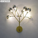 Modern gold firefly tree branch led wall light bedroom