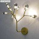 Modern gold firefly tree branch led wall light bedroom