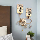 Modern gold floral 2 bulb wall lamp bedroom crystal glass 220v-240v