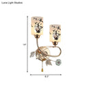 Modern gold floral 2 bulb wall lamp bedroom crystal glass 220v-240v