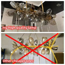 Modern gold flower glass shades led chandelier stairs hanging lamp