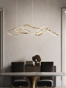 Modern gold flowing ring led decorbites elegant chandelier dining bar