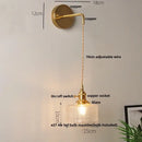 Modern gold fluted clear glass led wall light bedroom sconce