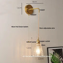 Modern gold fluted clear glass led wall light bedroom sconce