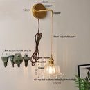 Modern gold fluted clear glass led wall light bedroom sconce