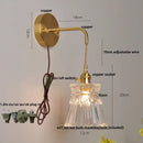 Modern gold fluted clear glass led wall light bedroom sconce