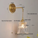 Modern gold fluted clear glass led wall light bedroom sconce