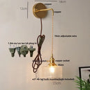 Modern gold fluted clear glass led wall light bedroom sconce