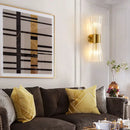 Modern gold fluted crystal wall sconce living room lighting