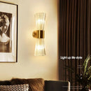 Modern gold fluted crystal wall sconce living room lighting
