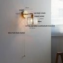 Modern gold fluted glass led wall lights bedroom sconce with chain