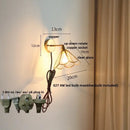 Modern gold fluted glass led wall lights bedroom sconce with chain