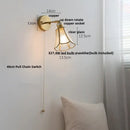 Modern gold fluted glass led wall lights bedroom sconce with chain