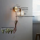Modern gold fluted glass led wall lights bedroom sconce with chain