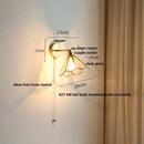 Modern gold fluted glass led wall lights bedroom sconce with chain