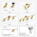Modern gold four light adjustable led ceiling spotlight kitchen