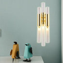 Modern gold frosted glass flute wall sconce living room light
