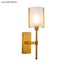 Modern gold frosted glass light fixture bedroom pencil arm wall sconce