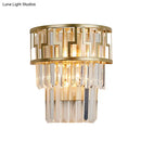 Modern gold geometric clear crystal wall lamp bedroom sconce fixture