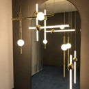 Modern gold geometric line frame pendant lights dining room glass globe