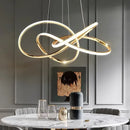 Modern gold geometric line led chandelier dining room pendant light