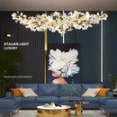 Modern gold ginkgo branch leaf led chandelier for living room