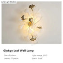 Modern gold ginkgo leaf porcelain wall sconce bedroom light