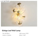 Modern gold ginkgo leaf porcelain wall sconce bedroom light