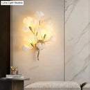 Modern gold ginkgo leaf porcelain wall sconce bedroom light