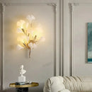 Modern gold ginkgo leaf porcelain wall sconce bedroom light
