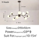 Modern gold glass ball modern branch chandelier living room light