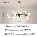 Modern gold glass ball modern branch chandelier living room light