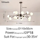 Modern gold glass ball modern branch chandelier living room light
