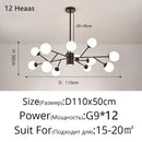 Modern gold glass ball modern branch chandelier living room light