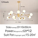 Modern gold glass ball modern branch chandelier living room light
