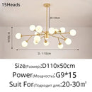Modern gold glass ball modern branch chandelier living room light