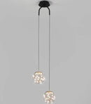 Modern gold glass ball dual head pendant light bedroom