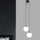 Modern gold glass ball dual head pendant light bedroom