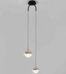 Modern gold glass ball dual head pendant light bedroom