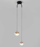 Modern gold glass ball dual head pendant light bedroom
